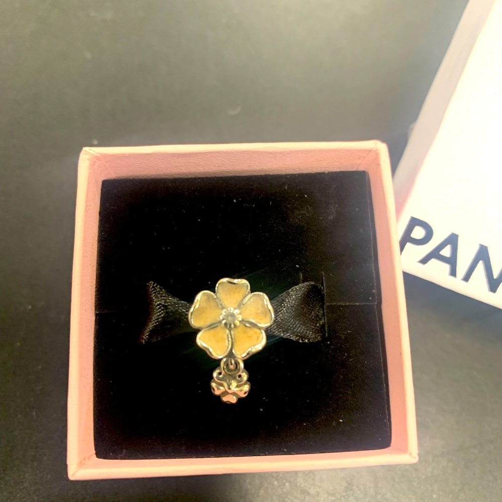 Floral charm gently worn pink enamel sterling silver